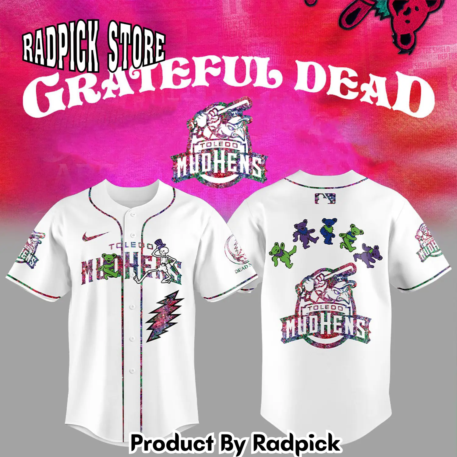 Radpick toledo mud hens grateful dead night baseball jersey mrj rp12725